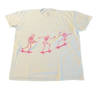 Project Social T Urban Outfitters Graphic Tee with Pink Skeleton Design One Size